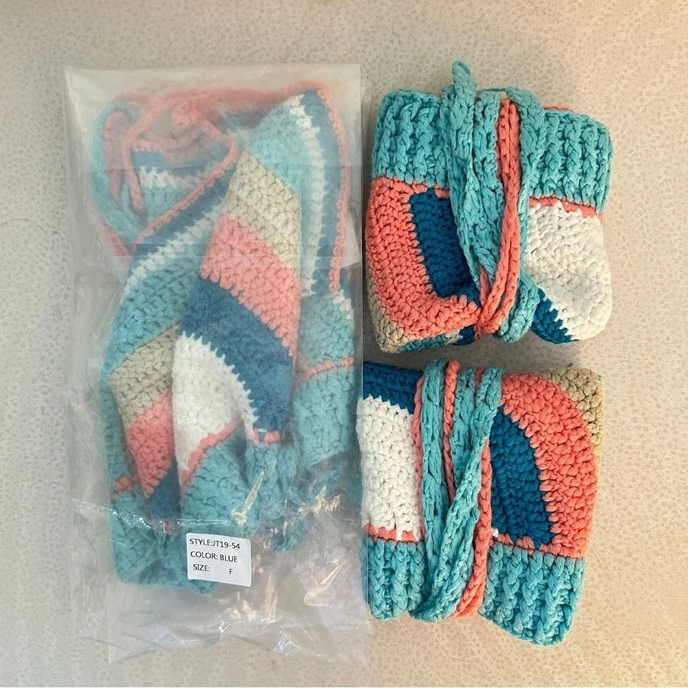 NWT [Olivaceous] Knit Crochet Rainbow Halter Top - Picture 6 of 7
